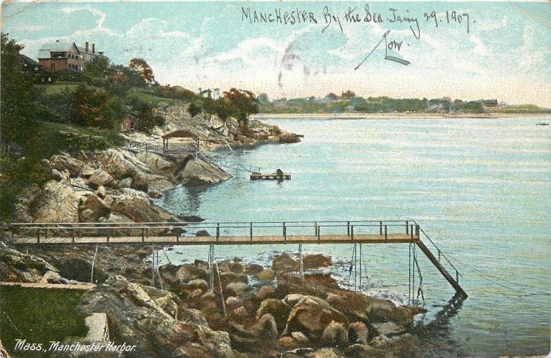 Manchester Massachusetts~Steps Uo to Long Dock to the Sea~1907 Postcard