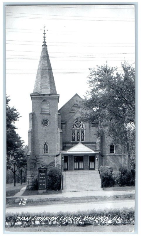 c1950's Zion Lutheran Church Marengo Illinois IL RPPC Photo Vintage Postcard