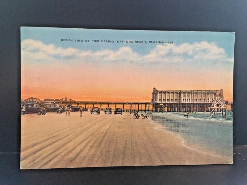 Postcard Beach View of Pier Casino at Daytona Beach in Florida.