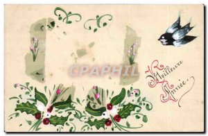 Holidays - Meileure Year - bird - little sparrow - Old Postcard