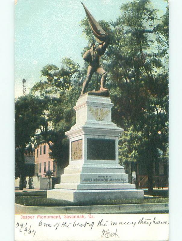 Pre-1907 JASPER MONUMENT Savannah Georgia GA Q2437