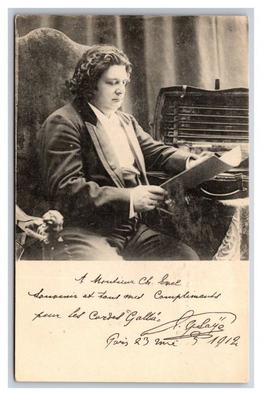 Eugène Ysaye Potrait Richard Schubert VIolin Maker Advertising Postcard M20