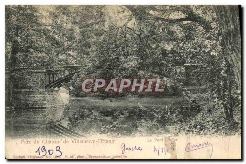 Old Postcard Villeneuve Chateau Park l & # 39Etang