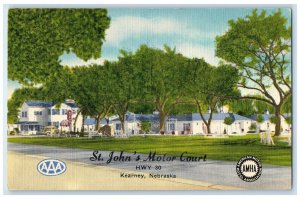 c1950's St. John's Motor Court Motel Hwy 30 Kearney Nebraska NE Vintage Postcard