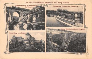 Germany Train Bridges Castle  Scenic View Multiview Vintage Postcard AA65791