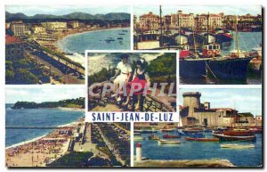 Modern Postcard St Jean de Luz Beach The port and home of the country & # 39i...