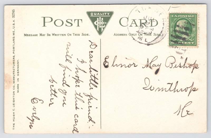 State View~Nezinscot River From Shore~Turner ME~Boat~Leighton PM c1909 Postcard