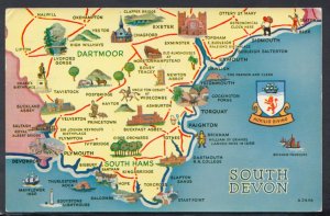 Maps Postcard - Map of South Devon DC1994