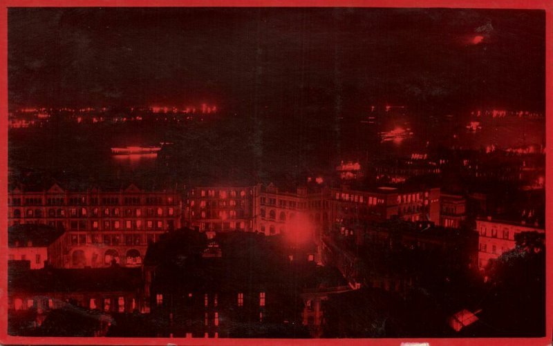 china, HONG KONG, Partial View by Night (1910s) Postcard