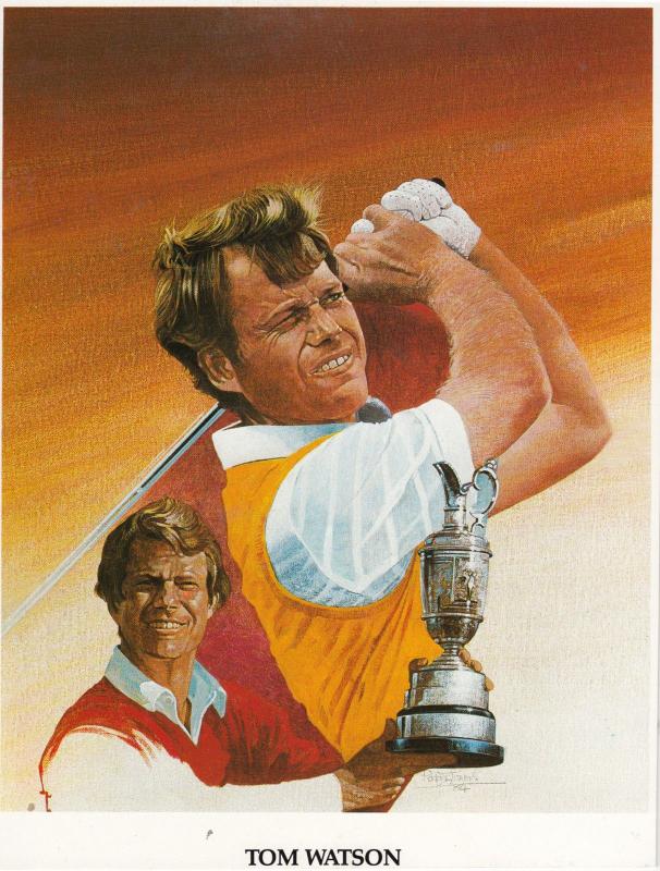 Tom Watson USA Open Golfer Golf 12x8 Large Board Card Painting Golf Ephemera