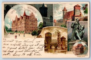 Nuremberg Bavaria Germany Postcard Grand Hotel Carl Schnorr Multiview 1904