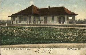 Mt. Vernon OH CA&C RR Train Station Depot c1910 Postcard