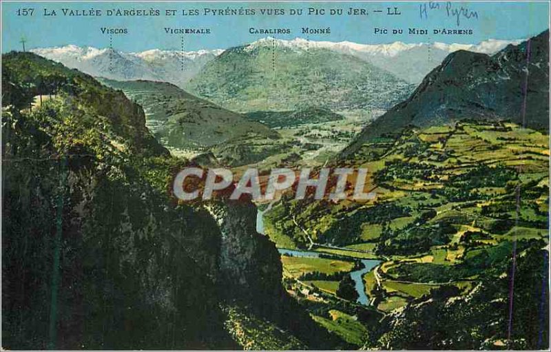 'Old Postcard la Vallee d''Argeles and views of the Pyrenees Pic du Jer'