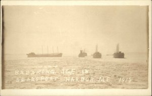 Ice Breaker Ships Searsport ME Maine Harbor 1918 Real Photo Postcard