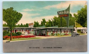 LOS ANGELES, CA California ~ SKY AIR MOTEL c1950s Roadside Linen Postcard