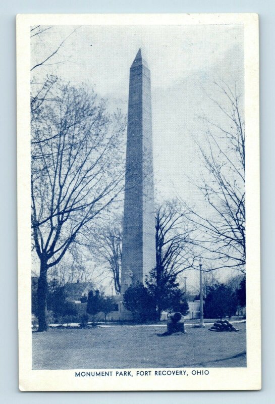 Vintage Post Card Monument Park Hero Monument Fort Recovery, Ohio