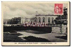 Old Postcard Deauville flowered beach casino gardens