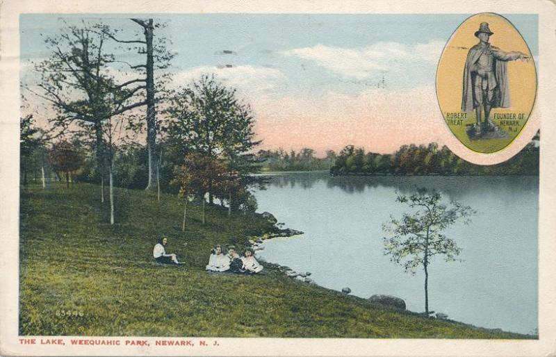 Children at Lake in Weequahic Park Newark NJ New Jersey Tobert Treat pm 1919 WB