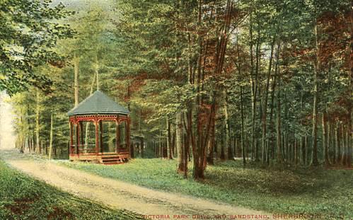 Canada - Quebec, Sherbrooke. Victoria Park Drive and Bandstand