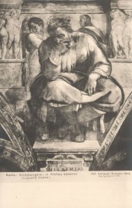 Vintage Postcard 1900's Roma Michelangelo Jl Profeta Geremia Cappella Sistina