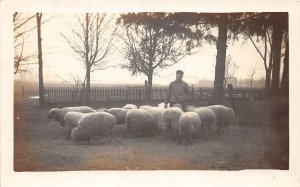 J37/ Interesting RPPC Postcard c1910 Farming Sheep Farm Farmer 305