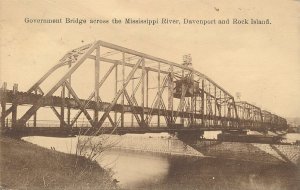 Government Bridge over Mississippi River Rock Island IL Illinois to Davenport IA
