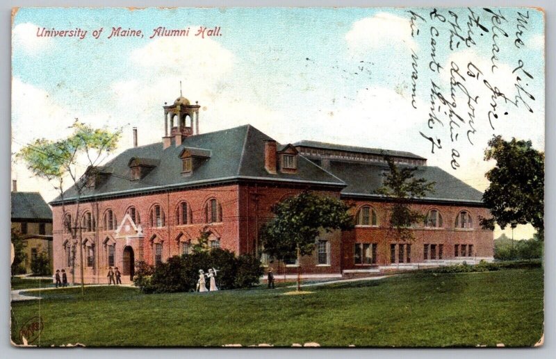 University Of Maine Campus Alumni Hall UDB Cancel WOB WOF Postcard 