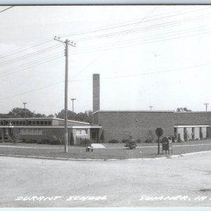 c1960s Sumner, IA RPPC Durant School Roadside USPS Mailbox Real Photo Brick A262