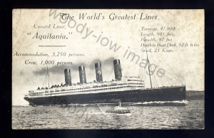 LS2474 - Cunard Liner - Aquitania - built 1914 - postcard