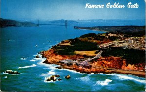 Vtg Golden Gate Bridge Mile Rock Lighthouse Cliff House California CA Postcard