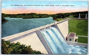 Postcard - Norris Dam, T. V. A. Storage Project On Clinch River - Tennessee