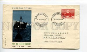 290203 DENMARK to Czechoslovakia 1960 ship LIGHTHOUSE real post First Day COVER