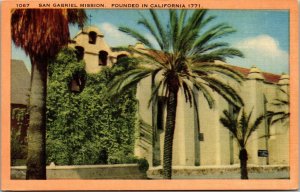 Vtg 1930's San Gabriel Mission Roman Catholic San Gabriel California CA Postcard