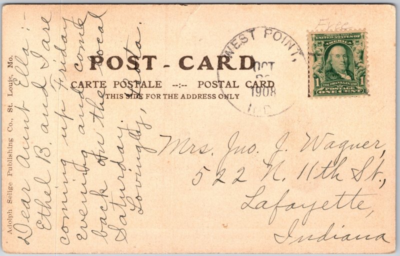 Burnett's Creek, Battle of Tippecanoe, and Battle Field on West, 1908 Postcard