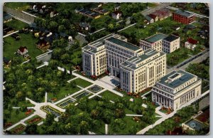 Birmingham Alabama 1940 Postcard aerial view courthouse Jefferson County