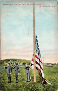 Hoisting Old Glory at Military Academy Montclair NJ New Jersey 1908 Postcard E49