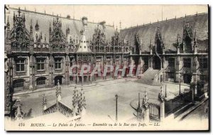 Old Postcard Rouen Courthouse Together view of the street to the Jews