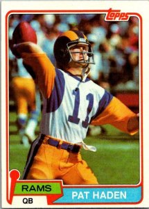 1981 Topps Football Card Pat Haden Los Angeles Rams sk60419