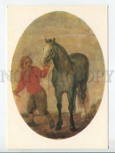 455559 USSR 1985 painting Voronezh Museum David Teniers junior groom w/ a horse