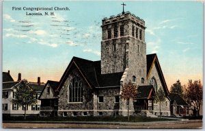 1913 First Congregational Church Laconia New Hampshire NH Posted Postcard