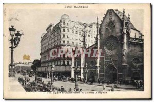 Postcard Old Illustrates Lyon Eglise St Bonaventure and Galeries Lafayette