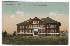 Science Hall Walden College McPherson Kansas postcard