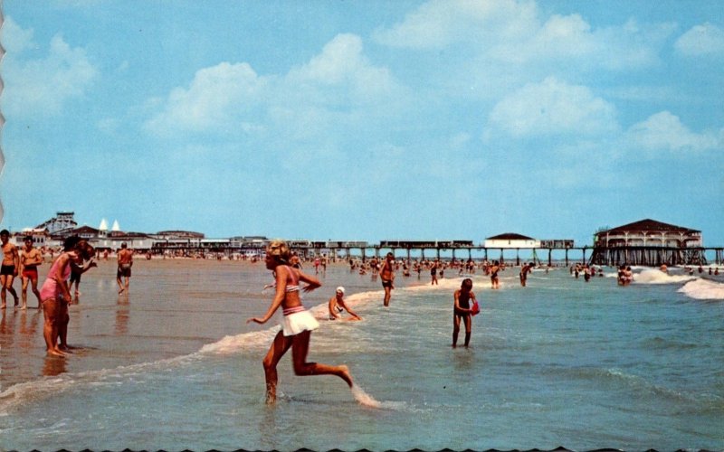 Maine Old Orchard Beach Bathing Scene