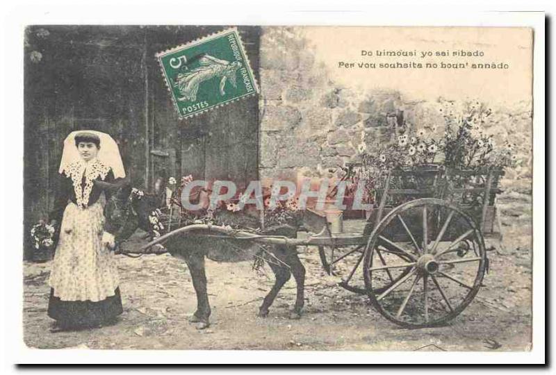 Old Postcard Do Limousi yo sai ribado Per vou wanted no boun annado (ass donk...