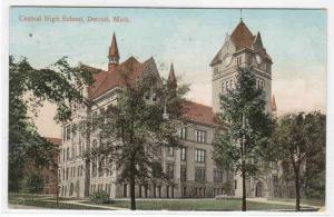 Central High School Detroit Michigan 1908 postcard