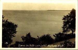 RPPC Mille Lacs Lake Hwy 18 Minnesota Real Photo Postcard EKKP