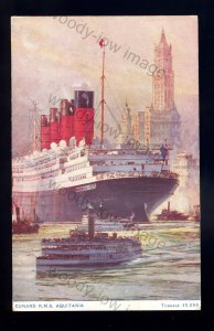 LS2468 - Cunard Liner - Aquitania - built 1914 - postcard