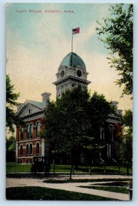 Atlantic Iowa Postcard Court House Exterior Building View c1910 Vintage Antique