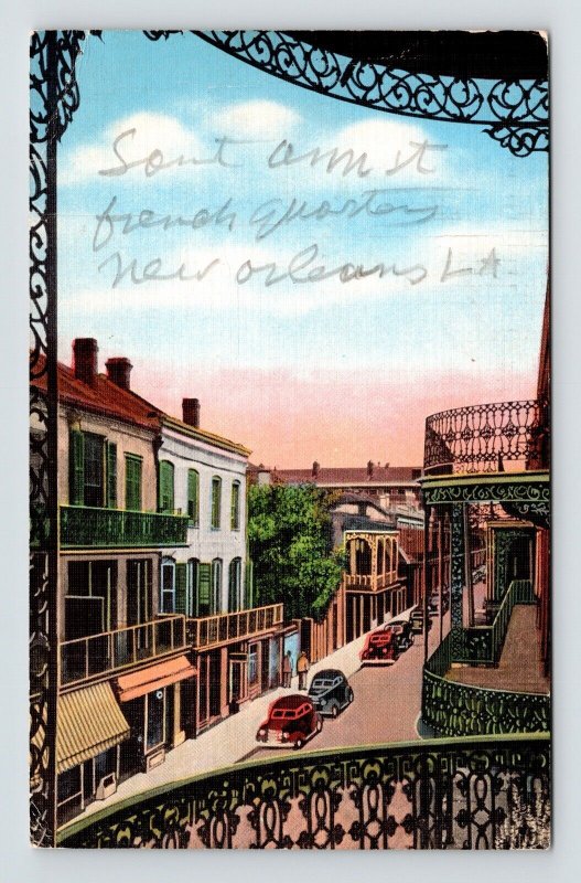 St Ann Street French Quarter New Orleans Lousiana Old Cars Vintage UNP Postcard 
