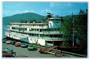 c1950's The Delta Queen Moored Cars Wheeling West Virginia WV Vintage Postcard